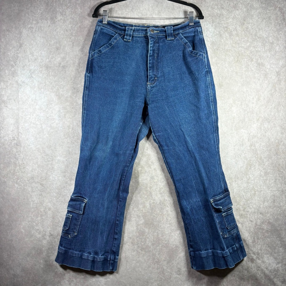 Vintage Anti-BasicX Jeans Womens 16 Blue Cargo Utility Wide Leg Denim Y2K Skater